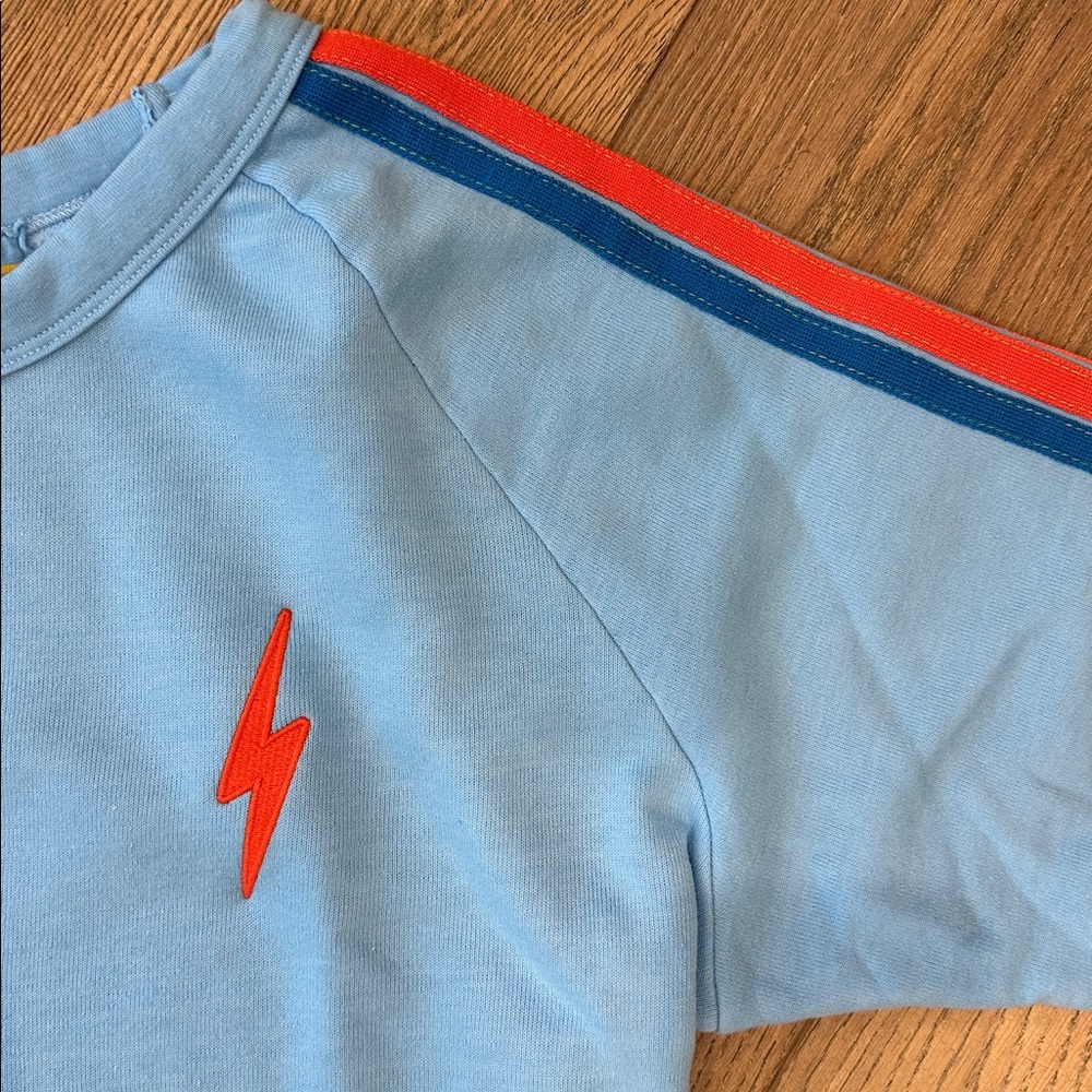 Aviator Nation cropped blue sweatshirt neon stripes - Picture 2 of 6